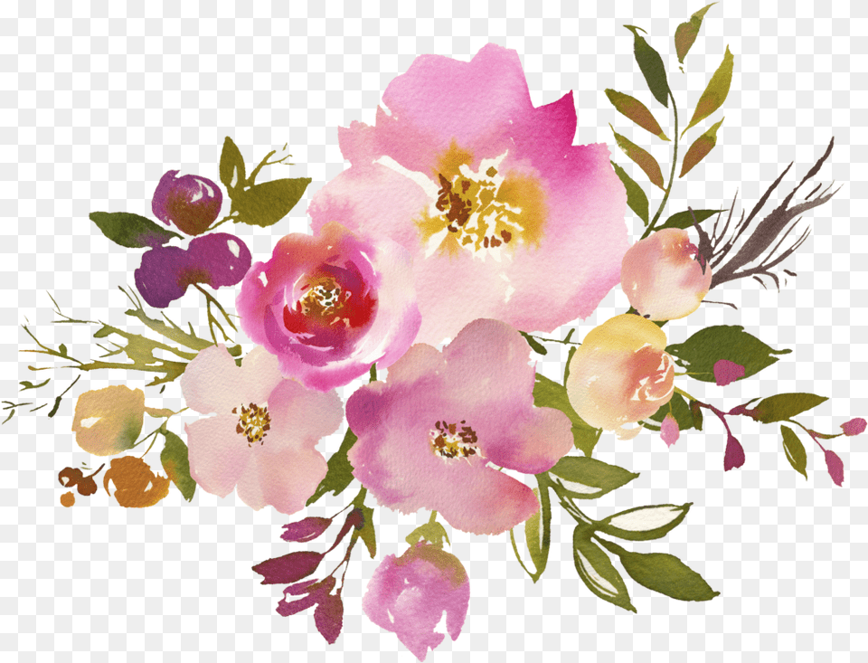 Transparent Lush Watercolour Flower Name Label, Flower Bouquet, Art, Floral Design, Flower Arrangement Png