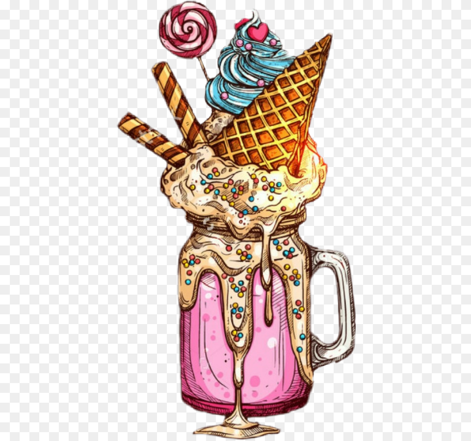 Transparent Malteada Crazy Milkshake Drawing, Ice Cream, Cream, Dessert, Food Png Image
