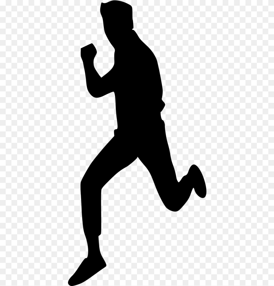 Transparent Man Walking Silhouette Running Man Silhouette Run, Gray Png