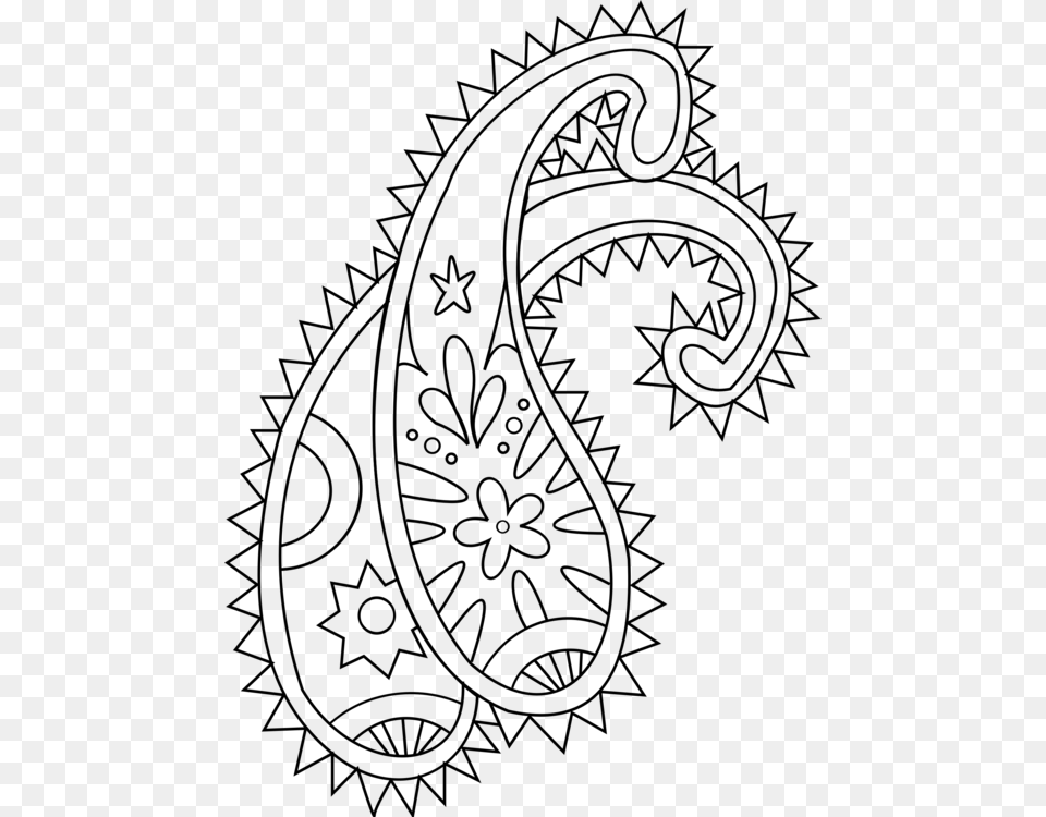 Transparent Mandala Design Simple Paisley Coloring Pages, Gray Png Image