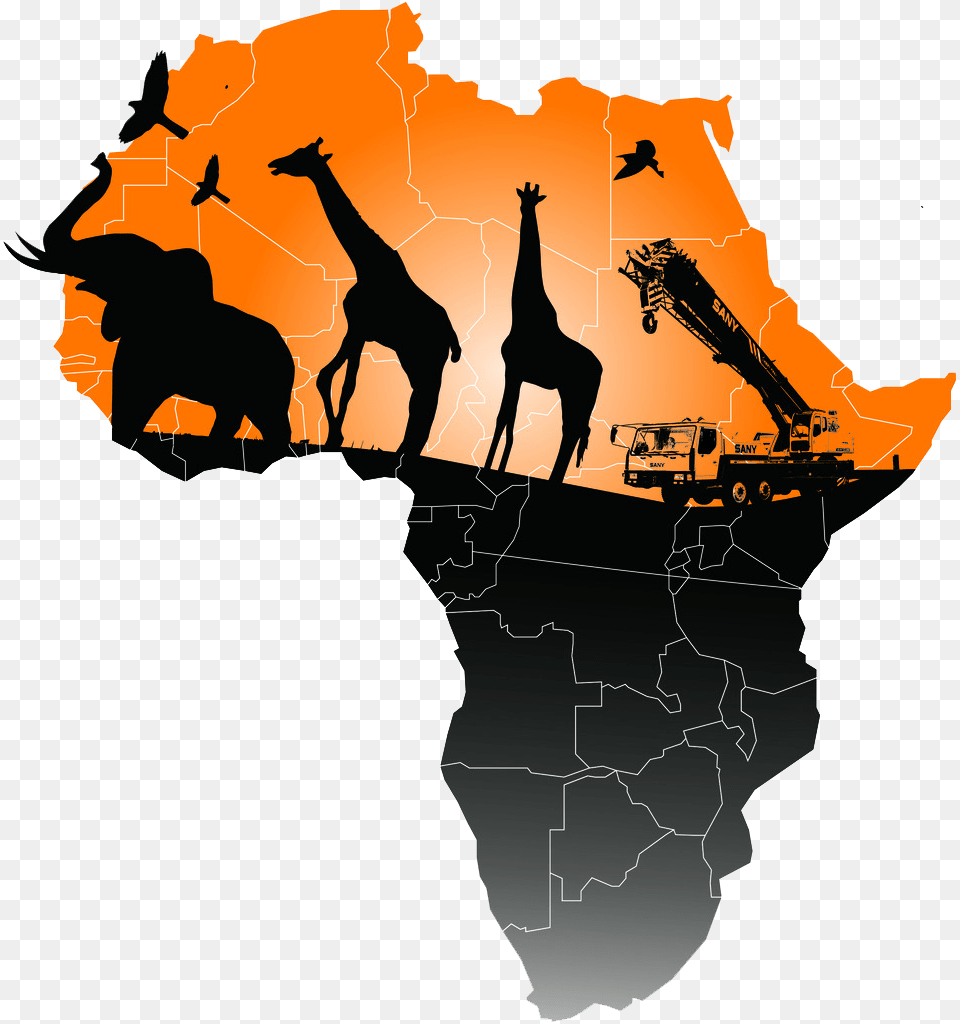 Map Of Africa, Silhouette, Animal, Giraffe, Mammal Free Transparent Png