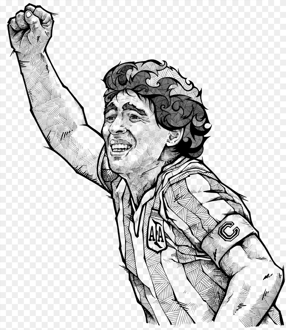 Transparent Maradona Maradona Drawing, Gray Png Image