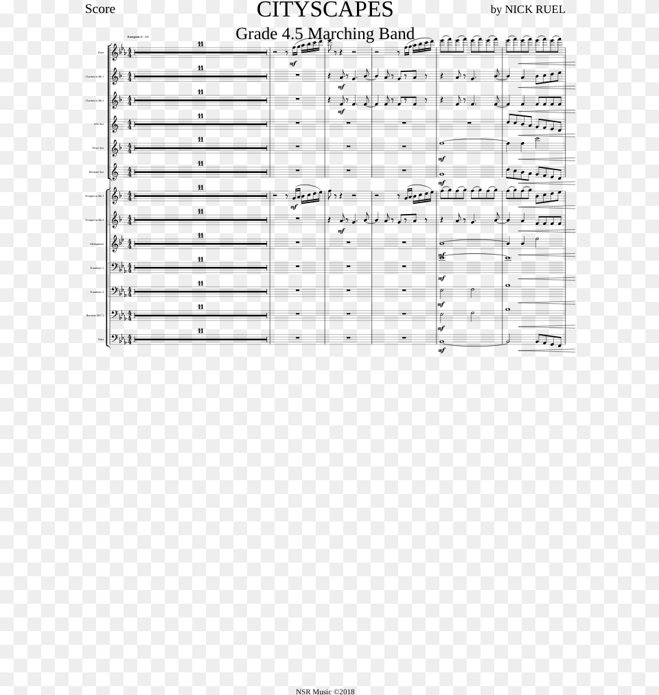 Transparent Marching Band Sheet Music, Gray Free Png Download