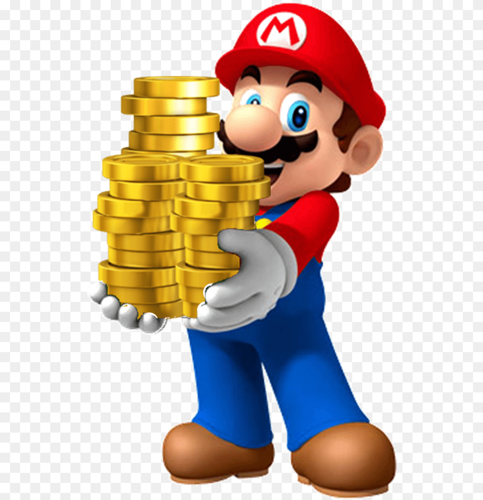 Transparent Mario Coin Mario With Coins, Baby, Person, Face, Head Png Image