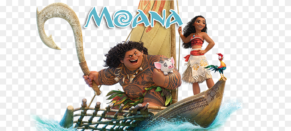 Transparent Maui Moana Clipart Moana And Maui On Boat, Child, Female, Girl, Person Png Image