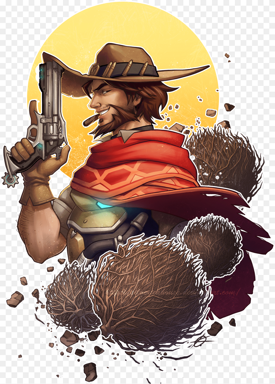 Transparent Mccree Art, Hat, Clothing, Adult, Person Png Image