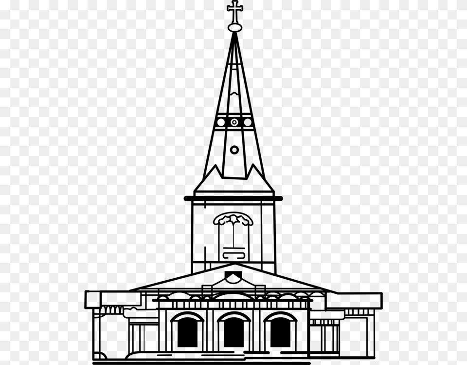 Transparent Medieval Church Clipart Church Image Line Art, Gray Free Png