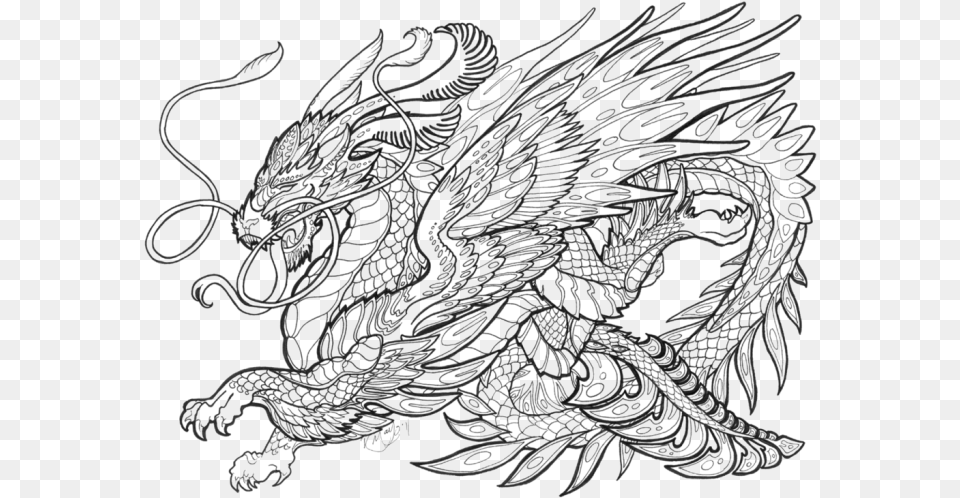 Transparent Medieval Dragon Clipart Black And White Mythical Creatures Coloring Pages For Adults, Art, Doodle, Drawing, Chandelier Free Png Download