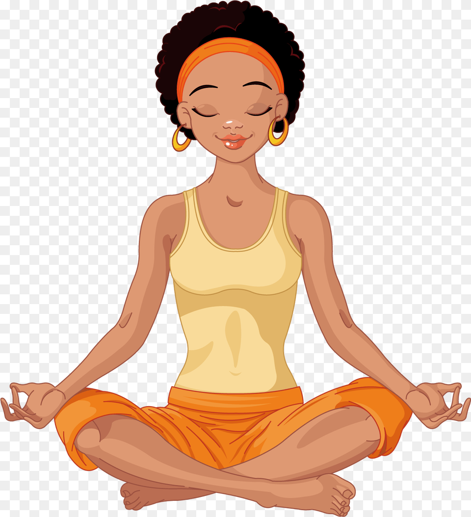 Meditating Clipart African American Yoga Girl, Adult, Woman, Person, Female Free Transparent Png