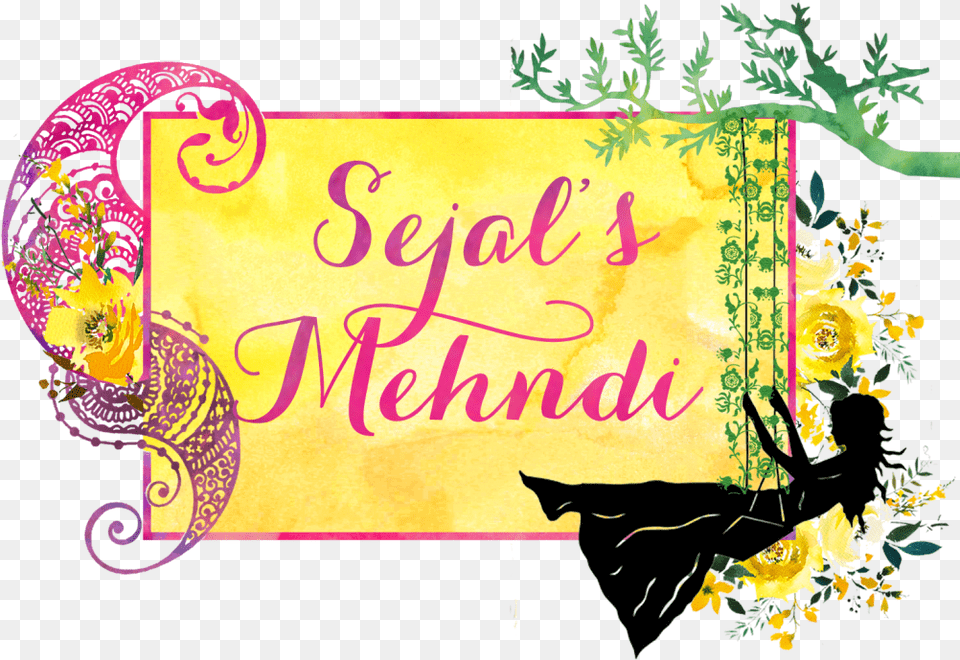 Transparent Mehndi Girl On Swing Silhouette, Envelope, Greeting Card, Mail, Art Png Image