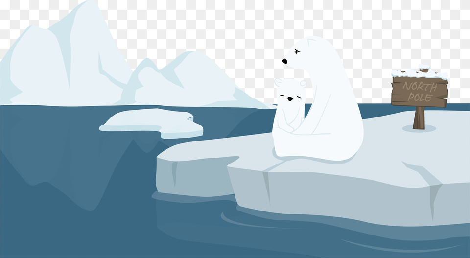 Melting Polar Bear On Ice Cartoon, Nature, Outdoors, Penguin, Animal Free Transparent Png