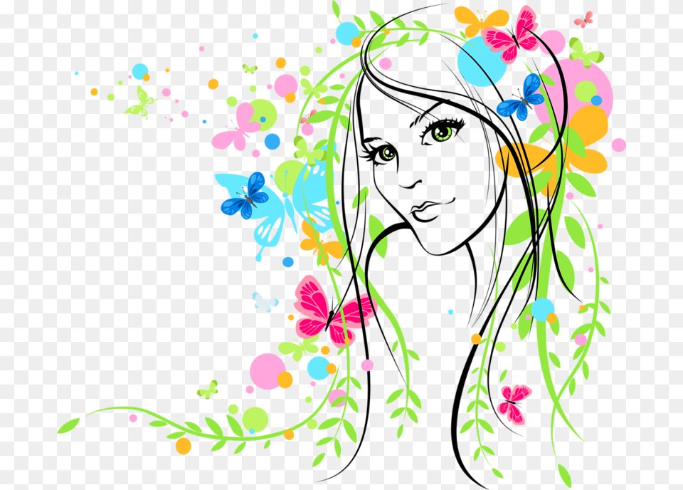 Transparent Merci Girls Sketch In Colour, Art, Floral Design, Graphics, Pattern Free Png Download