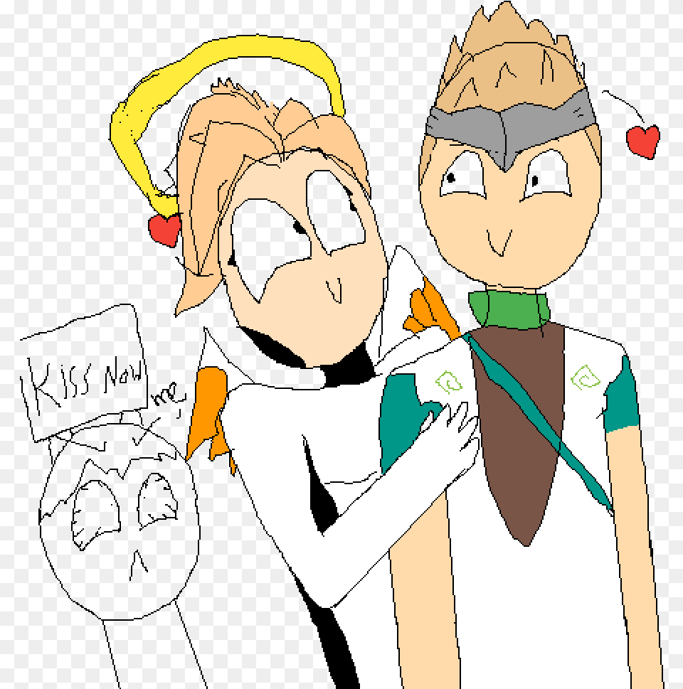 Transparent Mercy X Genji Kiss, Person, Face, Head, Cartoon Png