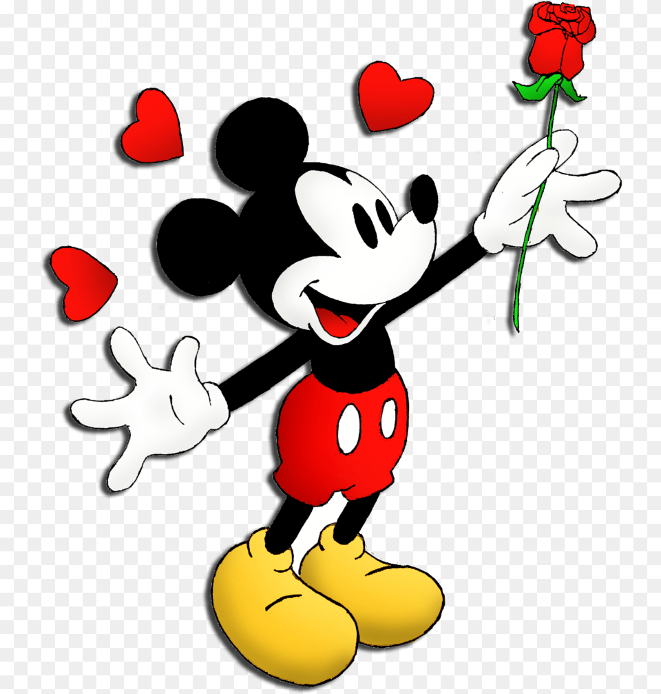 Mickey Mouse Ears Clipart Mickey Mouse With Rose, Cartoon Free Transparent Png