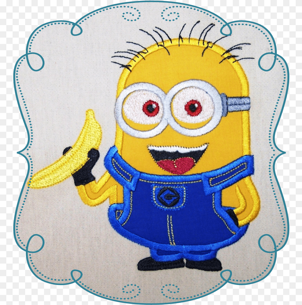 Transparent Minions Banana Cartoon Hand Embroidery Designs, Applique, Pattern, Animal, Bird Png Image