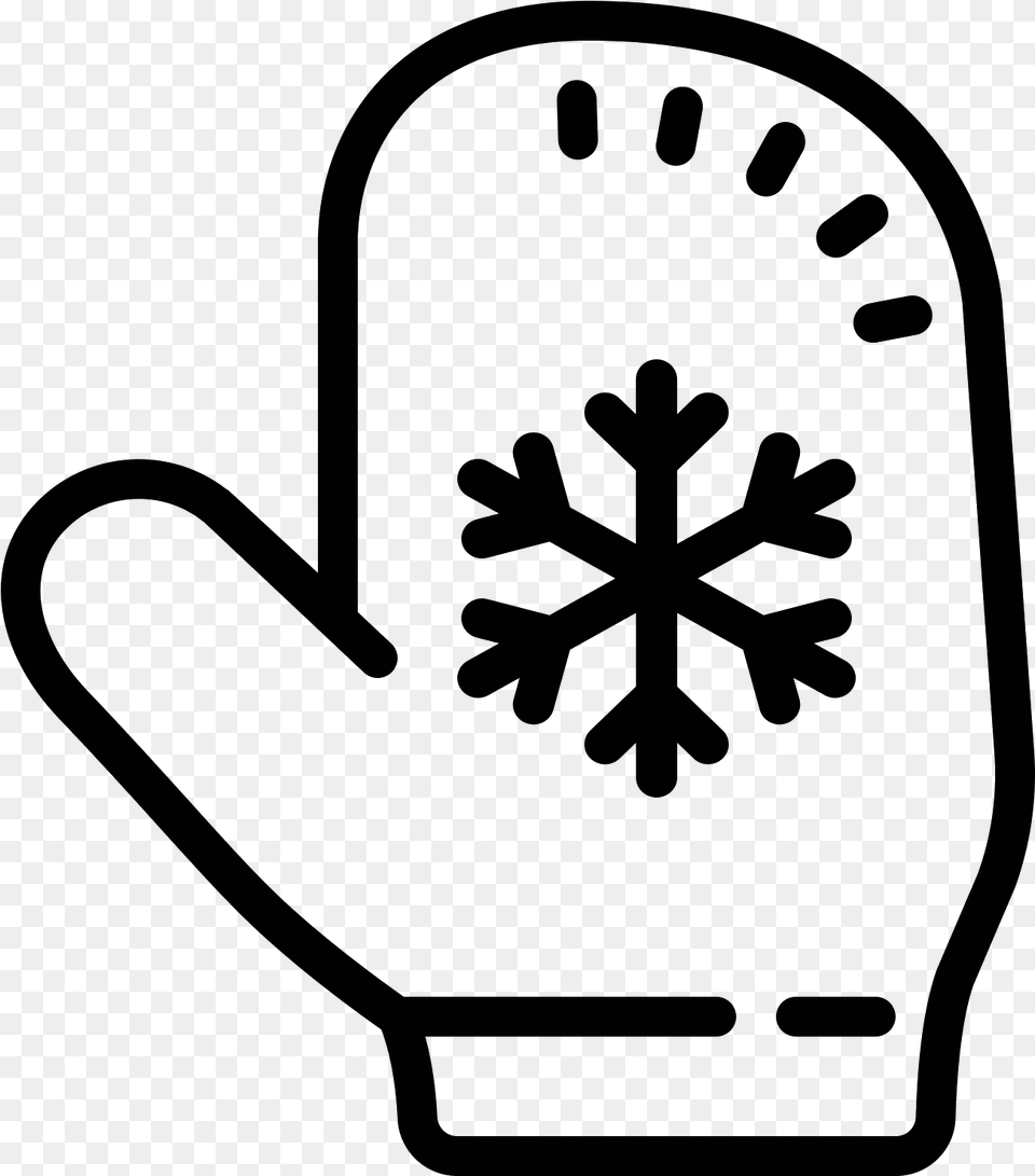 Transparent Mitten Outline Clipart Snow Flower Black And White, Gray Free Png Download