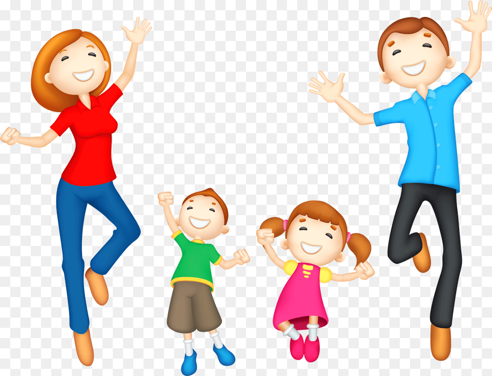 Transparent Mom And Son Clipart Clipart Happy Family Cartoon, Clothing, Pants, Adult, Person Free Png Download