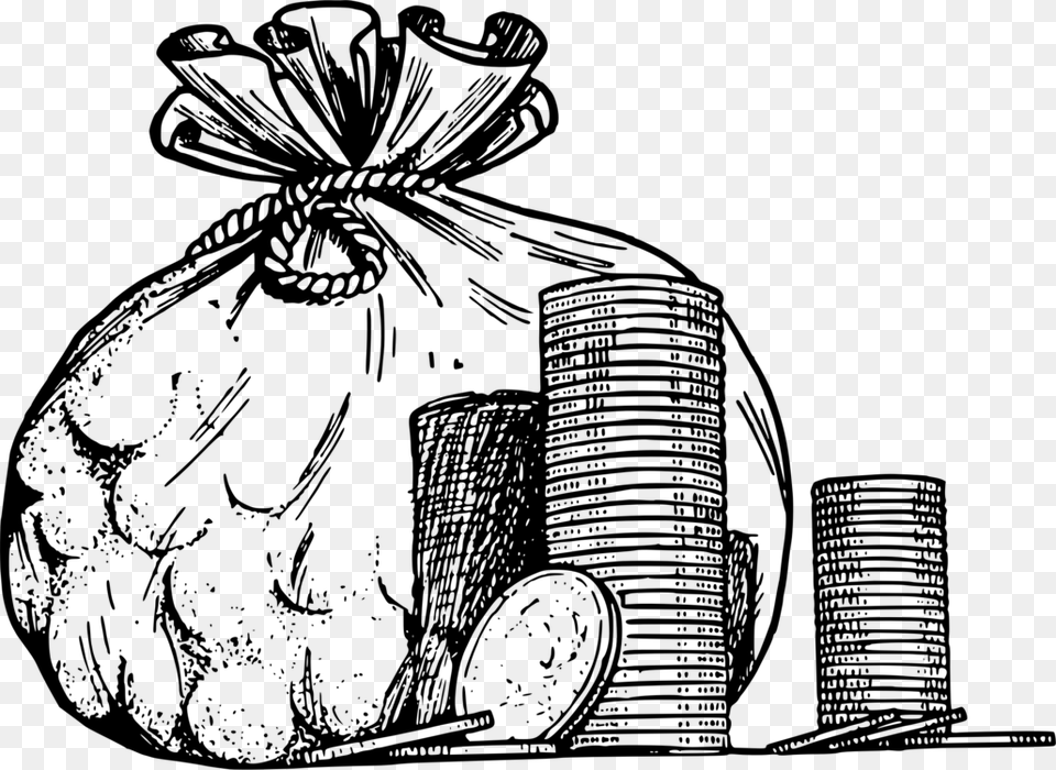 Transparent Money Sack Drawing Of Sack Of Gold, Gray Free Png Download