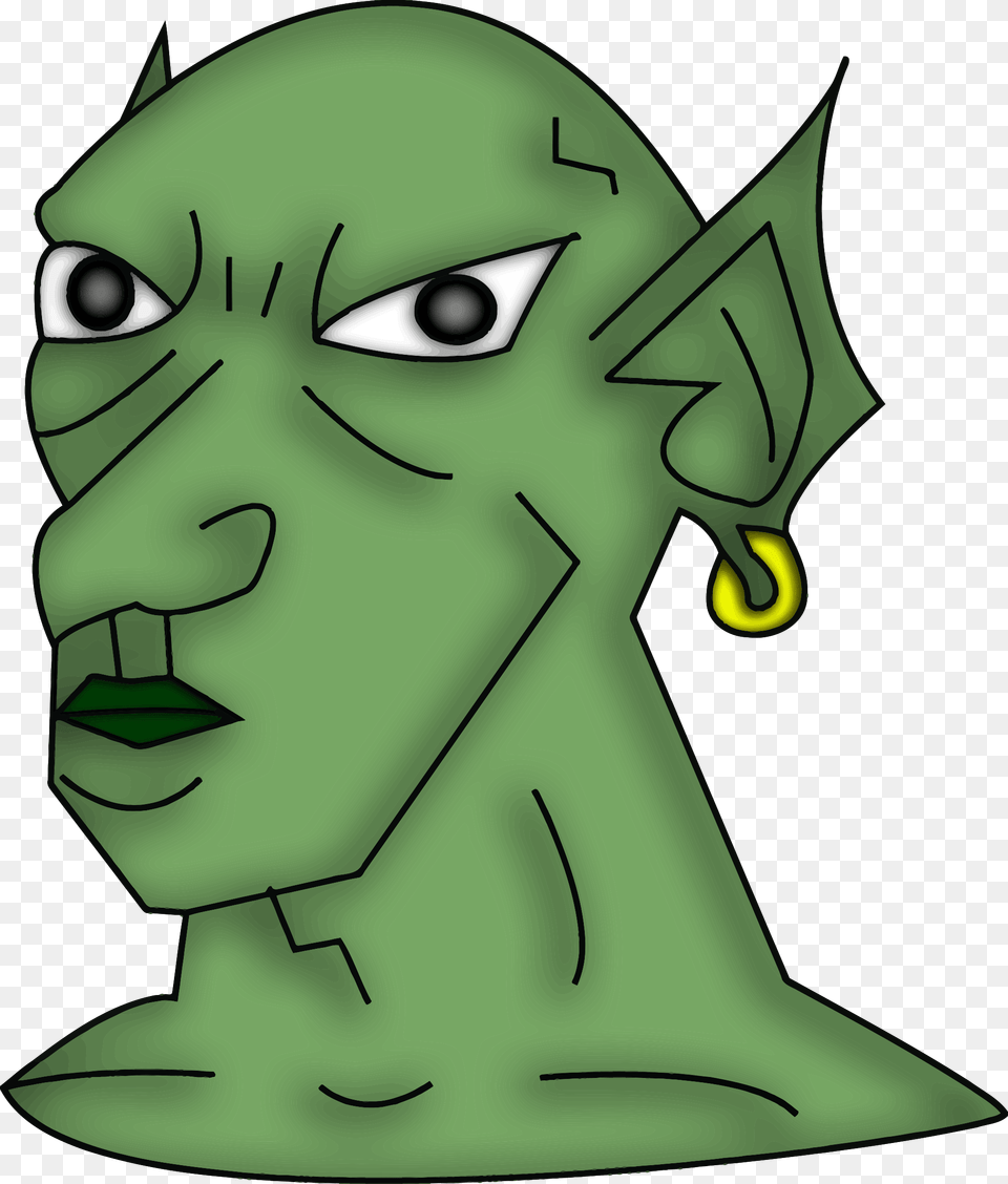 Monster Head Goblin Mixed With An Elf, Green, Alien, Ornament, Jewelry Free Transparent Png