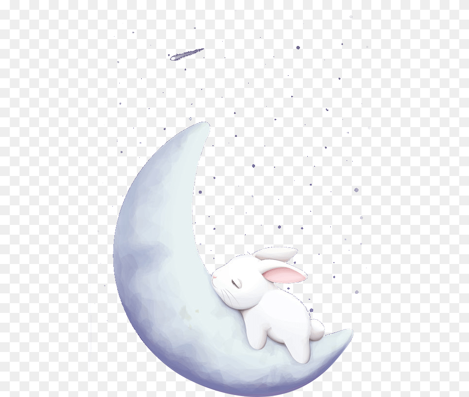 Transparent Moon Clipart Easter Bunny Cute Cartoon, Nature, Outdoors, Night, Astronomy Free Png