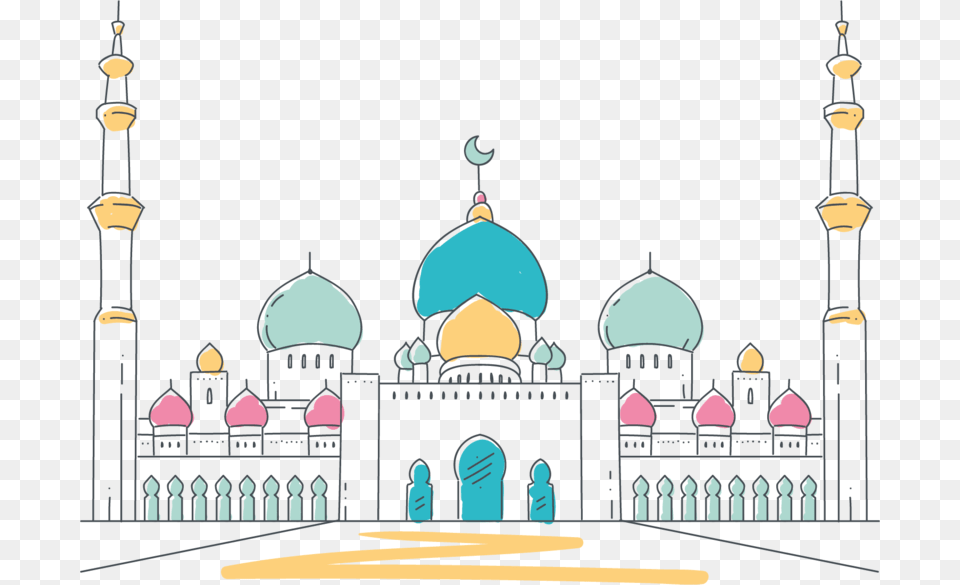 Mosque Clipart Mosque Cartoon Background, Architecture, Building, Dome Free Transparent Png