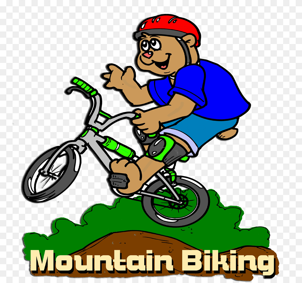 Transparent Mountain Cartoon Mountain Biking Clipart, Baby, Person, Wheel, Machine Free Png Download