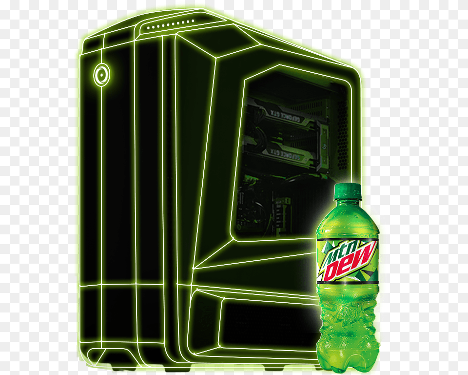 Transparent Mountain Dew Clipart Mountain Dew Gaming Pc, Bottle, Green, Beverage, Soda Png