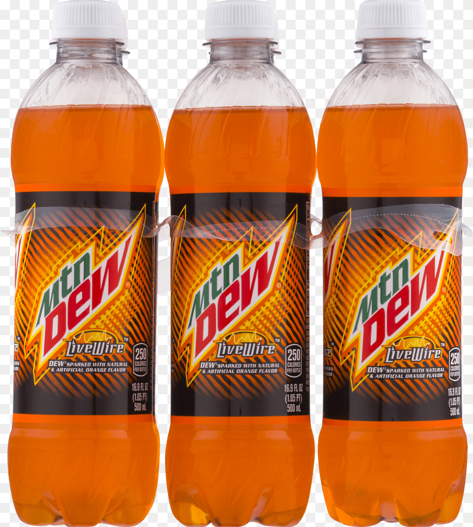 Transparent Mtn Dew Mountain Dew Orange Livewire, Beverage, Bottle, Pop Bottle, Soda Free Png Download