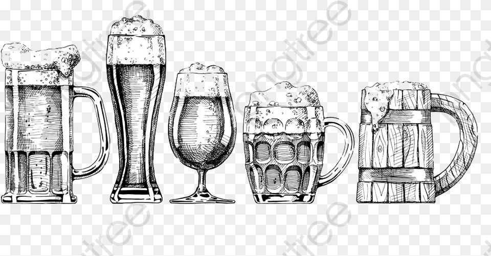 Transparent Mug Clipart Black And White Hand Drawn Beer Mug, Cup, Glass, Alcohol, Beverage Free Png Download