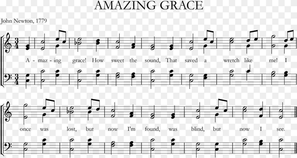 Music Staff Amazing Grace Sheet Music Svg, Gray Free Transparent Png