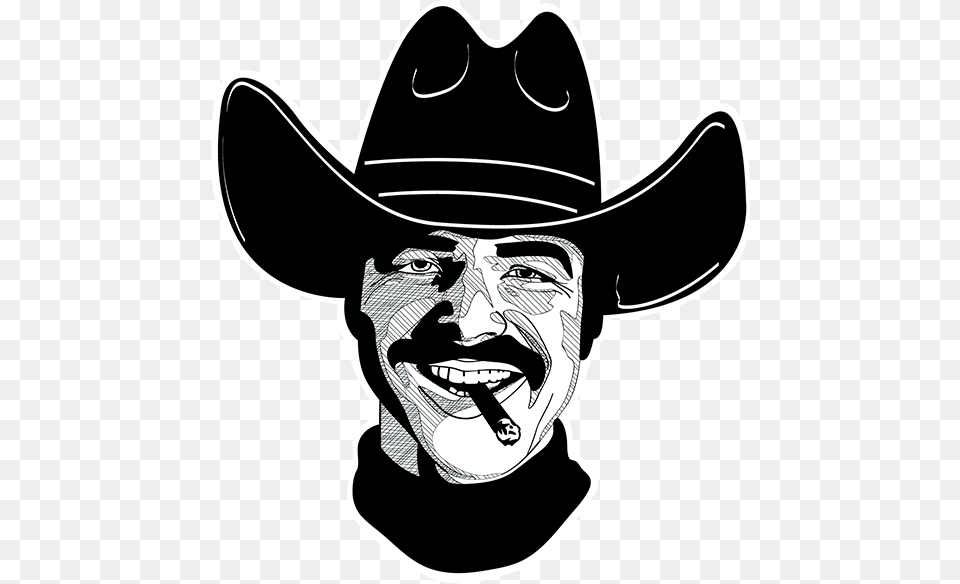 Transparent Mustach Burt Reynolds Clipart, Clothing, Hat, Stencil, Person Png Image