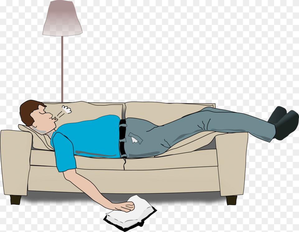 Transparent Nap Clipart Sleeping On Small Couch, Furniture, Lamp, Person, Face Free Png Download