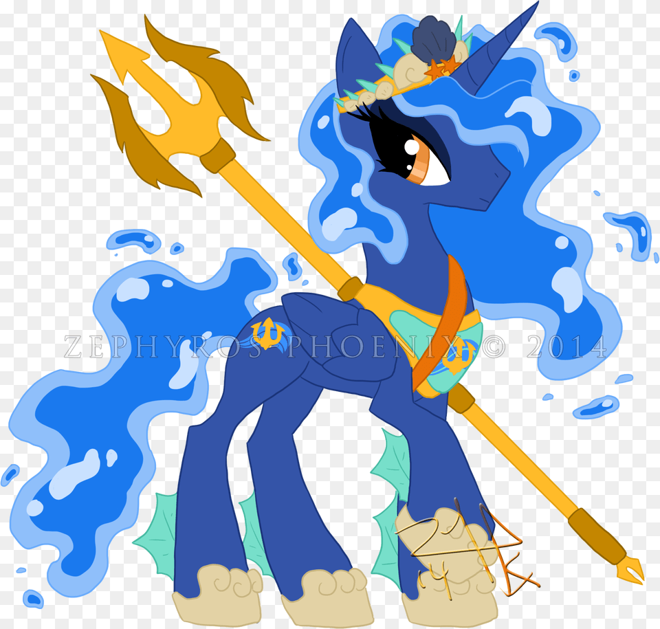 Transparent Neptune God My Little Pony Princess Neptune, Weapon, Trident, Baby, Person Free Png Download