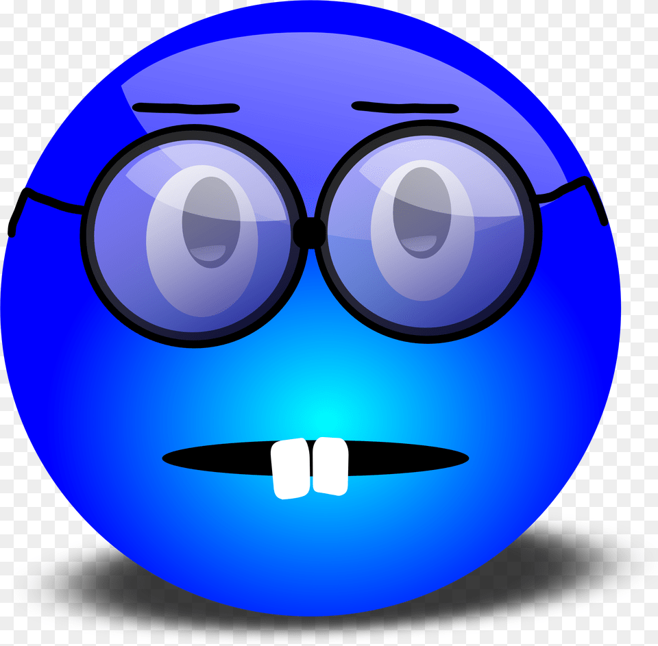 Transparent Nerd Clipart Sad Emoji Blue Face, Accessories, Glasses, Sphere, Goggles Png