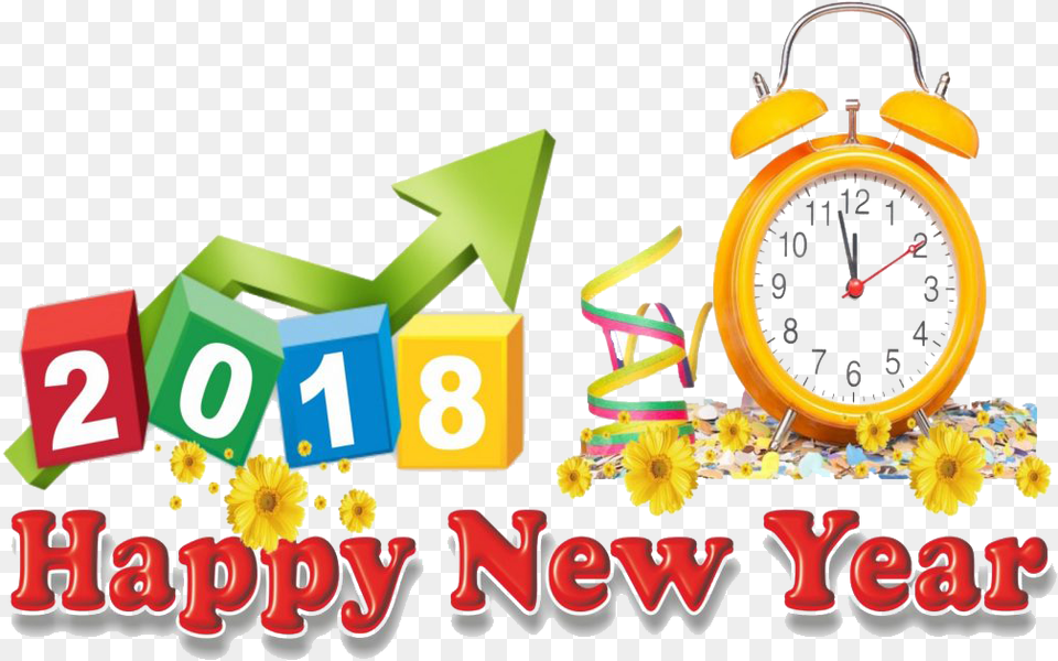 Transparent New Year Clock Happy New Year 2018 Clipart, Alarm Clock, Wristwatch Free Png