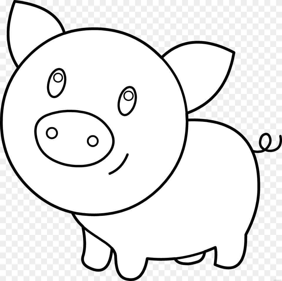 Transparent Nose Clipart Black And White Pig Cartoon Black And White, Face, Head, Person, Animal Free Png