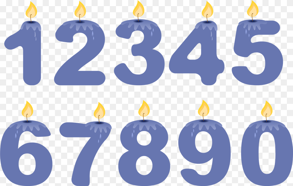 Numbers Birthday Candles Blue Clipart, Number, Symbol, Text Free Transparent Png