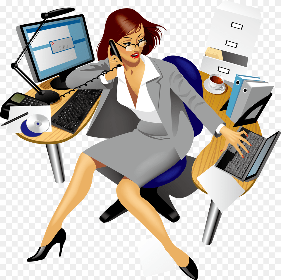 Transparent Office Clip Art Secretary Cartoon, Adult, Person, Pc, Woman Png