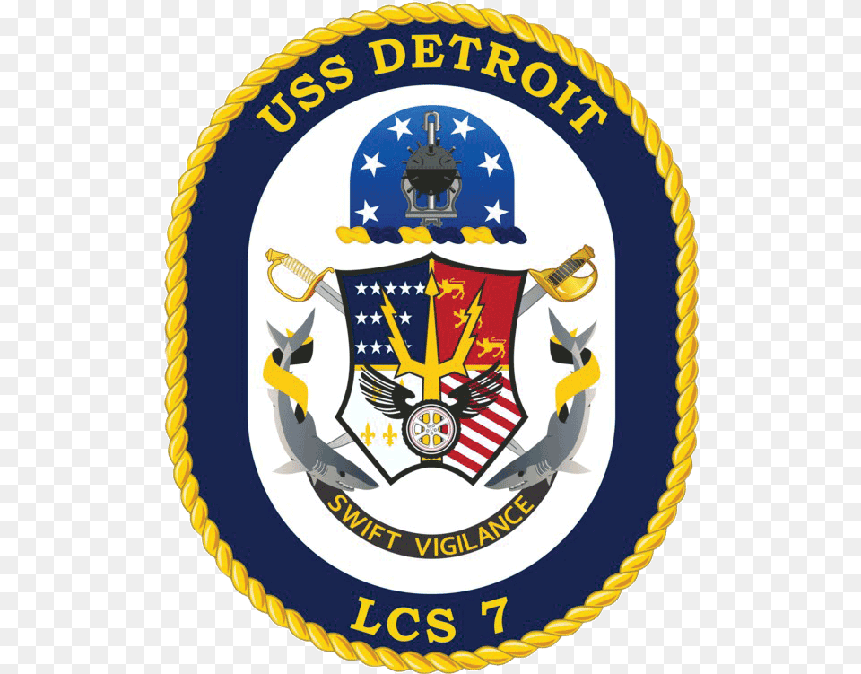 Transparent Official Navy Logo Uss Detroit Crest, Badge, Symbol, Emblem Free Png