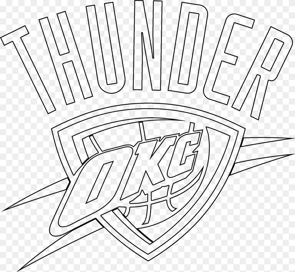 Transparent Oklahoma Outline Okc Thunder Logo Outline, Gray Png Image
