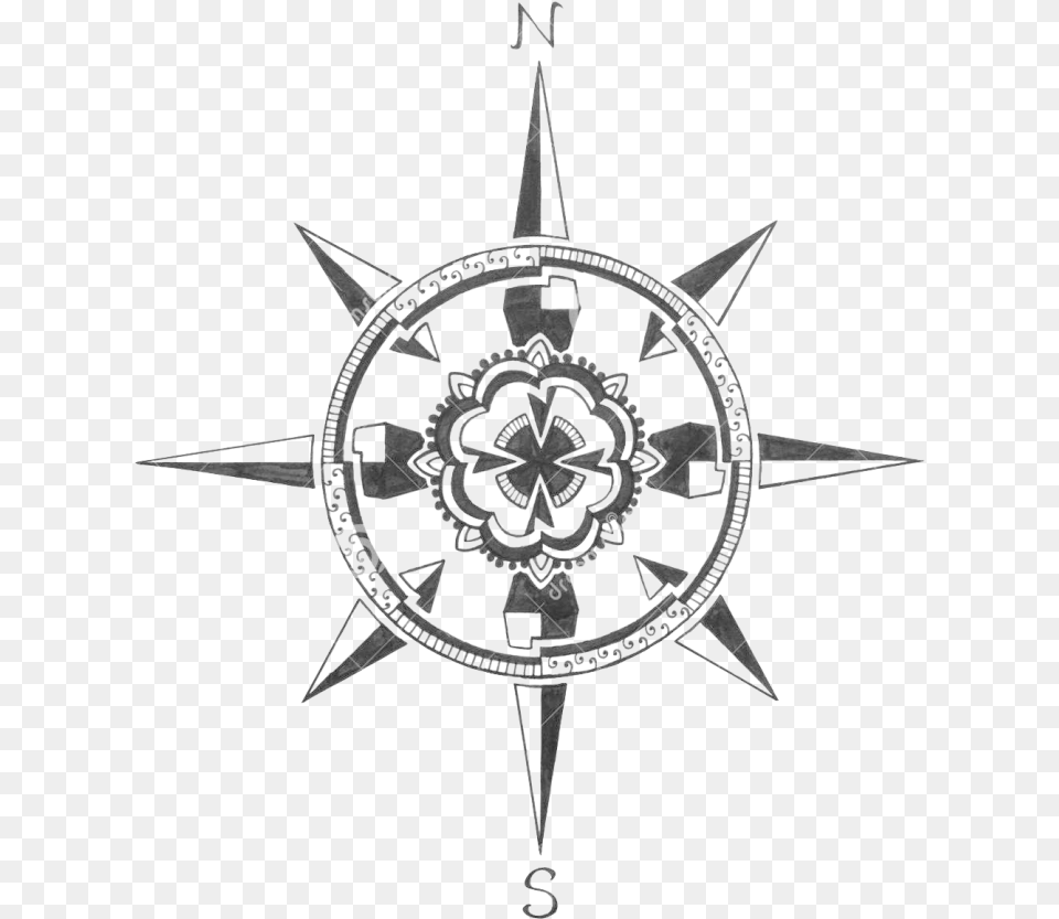 Transparent Old Compass Rose Shape Compass Rose, Sword, Weapon Png Image