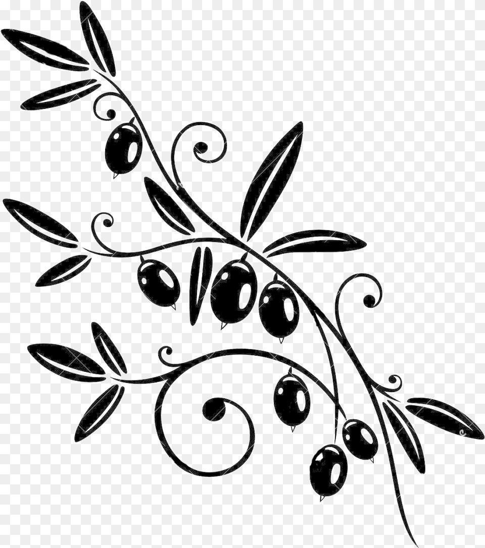 Transparent Olive Branch Black Olive Branch, Art, Floral Design, Graphics, Pattern Free Png Download