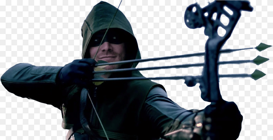 Transparent Oliver Queen Green Arrow Shooting Arrows, Weapon, Person, Man, Male Free Png Download