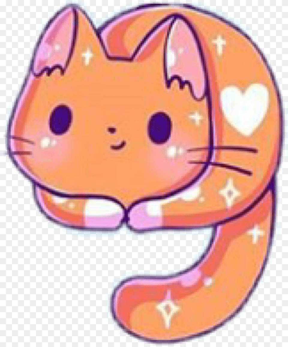 Transparent Orange Cat Clipart Kawaii Cute Cartoon Cats, Baby, Person, Plush, Toy Free Png Download