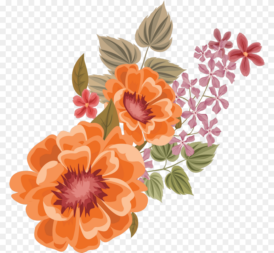 Transparent Orange Flowers Flower, Art, Floral Design, Graphics, Pattern Png Image