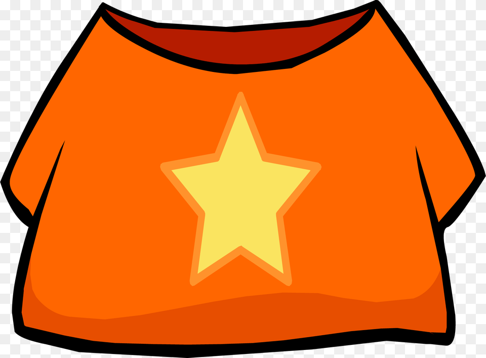 Transparent Orange Shirt Club Penguin T Shirt With Star, Clothing, Symbol, T-shirt, Star Symbol Free Png Download