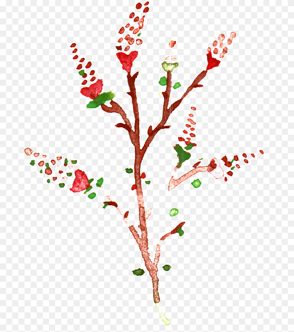 Transparent Ornamental For Christmas Branches And Leaves Watercolor Painting, Bud, Flower, Plant, Sprout Png Image