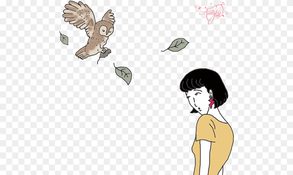Transparent Owl Flying Cartoon, Adult, Female, Person, Woman Png Image