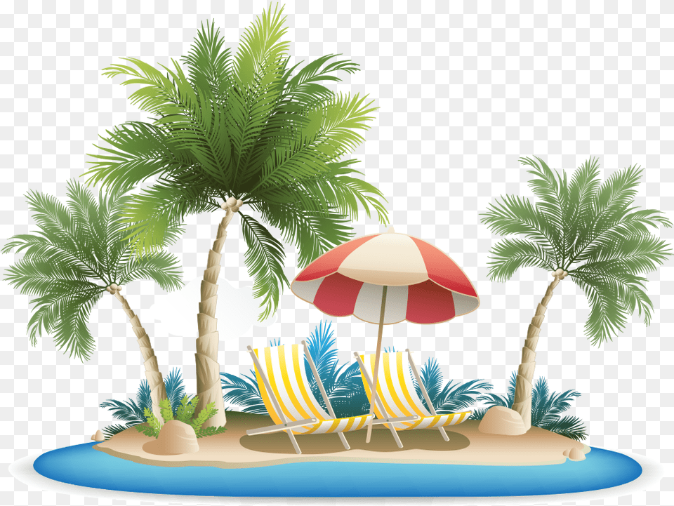 Transparent Palm Leaf Clipart Palm Tree Island, Architecture, Plant, Summer, Outdoors Png Image