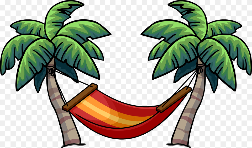 Transparent Palm Tree And Hammock Clipart Palm Tree Hammock Clipart, Furniture, Plant, Palm Tree, Vegetation Free Png